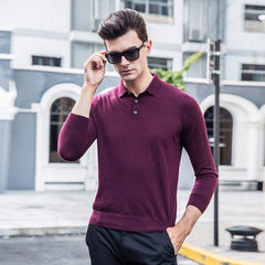 Lapel Collar Cashmere Turtleneck Sweater Mens Purple