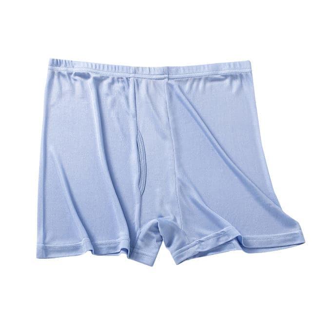 Large Elasticity Knit Soft Silk Boxer Shorts Blue