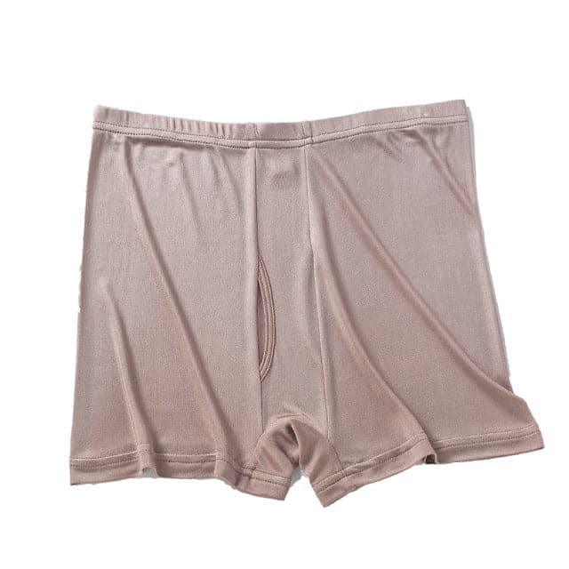 Large Elasticity Knit Soft Silk Boxer Shorts Brown