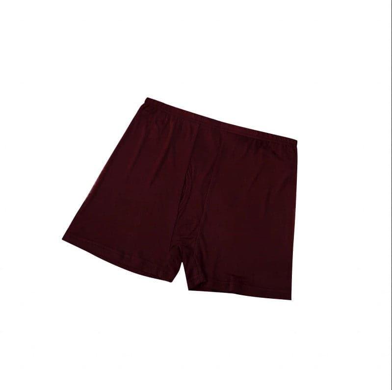 Large Elasticity Knit Soft Silk Boxer Shorts Dark Red