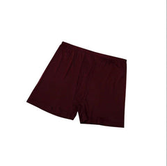 Large Elasticity Knit Soft Silk Boxer Shorts Dark Red