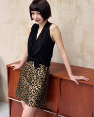 Leopard Bias Silk Slip Mini Skirt