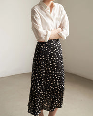 Leopard Flared Silk Midi Skirt