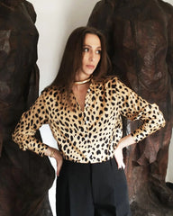 Leopard Print Silk Shirt For Women