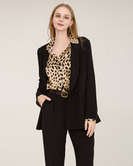 Leopard Print Silk Shirt For Women Gold Leopard Print