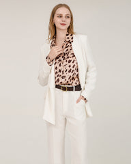 Leopard Print Silk Shirt For Women Pink Leopard Print