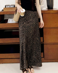 Leopard Silk Midi Skirt