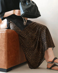 Leopard Silk Midi Skirt