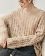 Lightweight Cable Knit Silk Cashmere Sweater