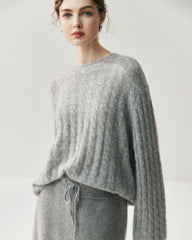 Lightweight Cable Knit Silk Cashmere Sweater