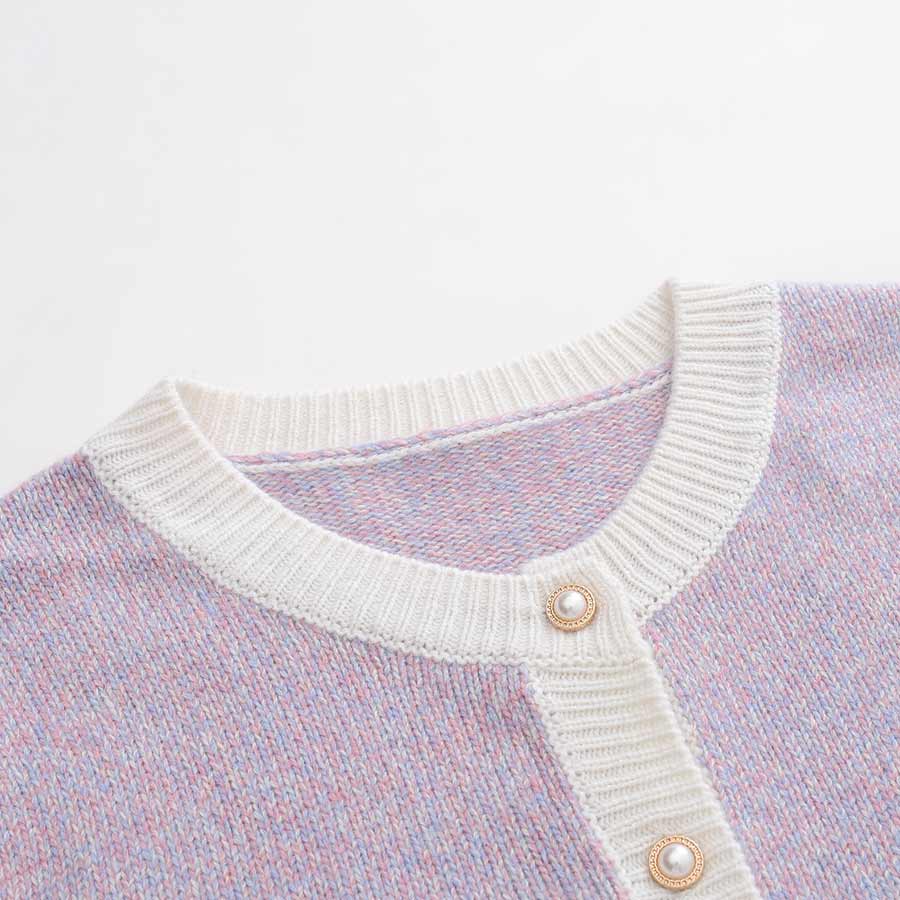 Lilac Cashmere Cardigan with Pearl Button