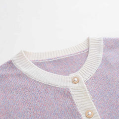 Lilac Cashmere Cardigan with Pearl Button