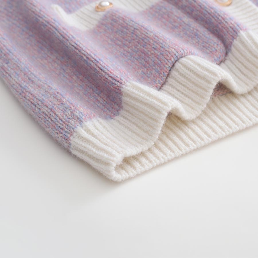 Lilac Cashmere Cardigan with Pearl Button