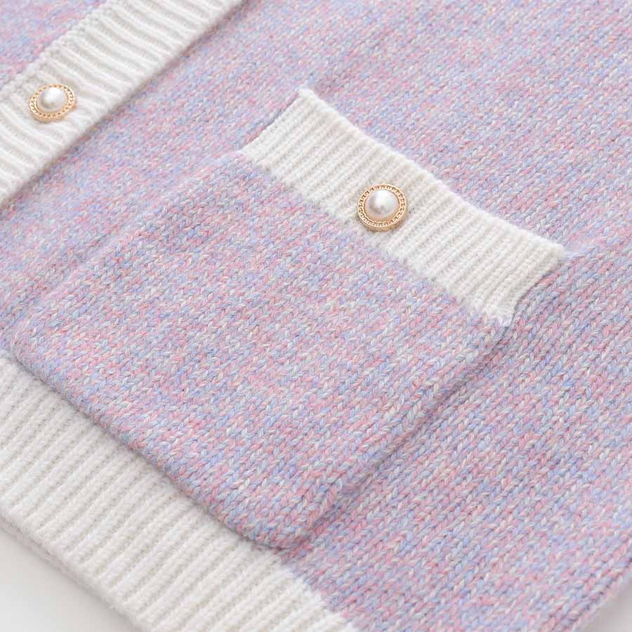 Lilac Cashmere Cardigan with Pearl Button