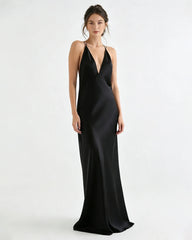 Liquid Triacetate Deep V Maxi Slip Dress