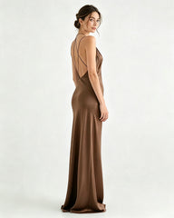 Liquid Triacetate Deep V Maxi Slip Dress