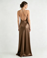 Liquid Triacetate Deep V Maxi Slip Dress