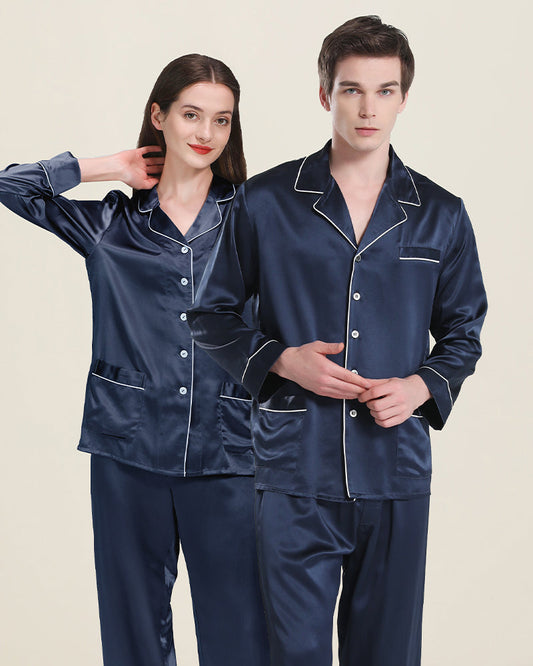 Long Silk Pajamas Home Wear For Couple