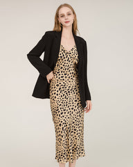 Leopard Print Maxi Silk Dresses Gold Leopard