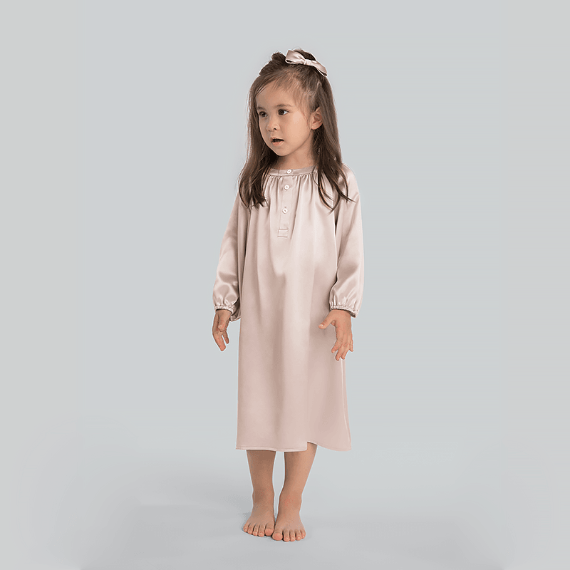 Long Silk Skirt Pajamas Sleepwear For Girl Pink