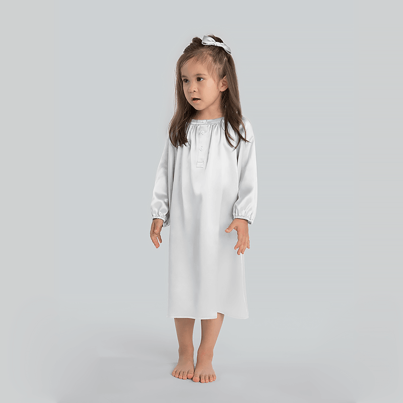 Long Silk Skirt Pajamas Sleepwear For Girl White