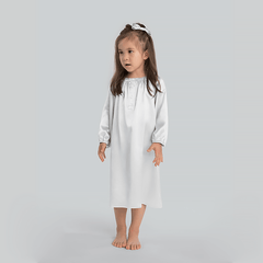 Long Silk Skirt Pajamas Sleepwear For Girl White