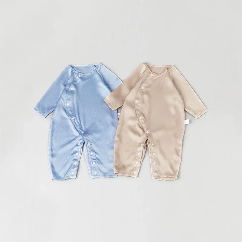 Long Sleeve Button Down Baby Silk Onesies