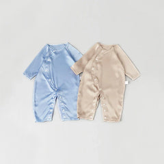 Long Sleeve Button Down Baby Silk Onesies