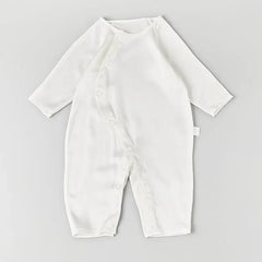 Long Sleeve Button Down Baby Silk Onesies White