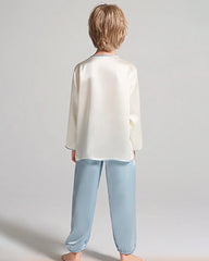 Long Sleeve Silk Pajama Set For Kids