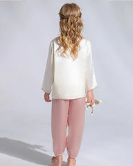 Long Sleeve Silk Pajama Set For Kids