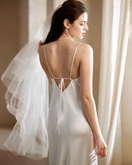 Long Washable Silk Slip Nightgown