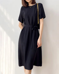 Loose Fit Belted Silk Dress