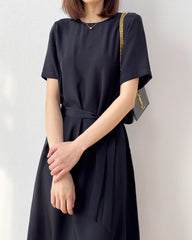 Loose Fit Belted Silk Dress