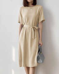 Loose Fit Belted Silk Dress