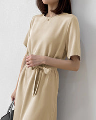 Loose Fit Belted Silk Dress