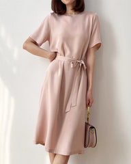 Loose Fit Belted Silk Dress