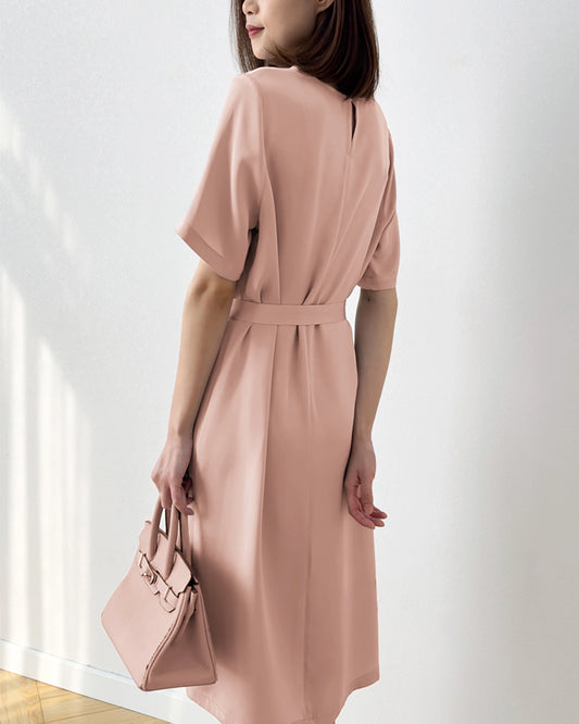 Loose Fit Belted Silk Dress