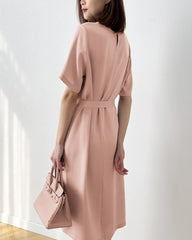 Loose Fit Belted Silk Dress