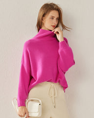Luxe Oversized Cashmere Turtleneck Sweater Pink