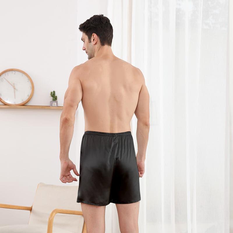 Luxury Fitted Draping Silk Boxer for Men Black