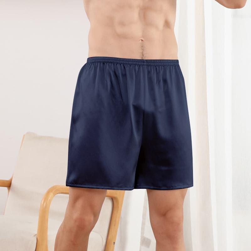 Luxury Fitted Draping Silk Boxer for Men Navy