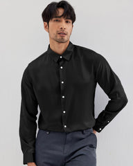 Long Sleeve Washable Silk Shirt for Men