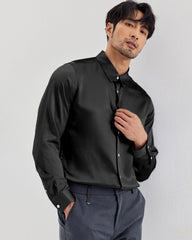Long Sleeve Washable Silk Shirt for Men