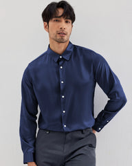 Long Sleeve Washable Silk Shirt for Men