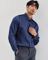 Long Sleeve Washable Silk Shirt for Men