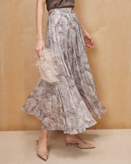 Marble Print Silk Maxi Skirt