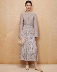 Marble Print Silk Maxi Skirt