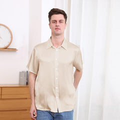 Men's Basic Silk Short T-Shirt Champagne