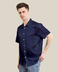 Men's Basic Silk Short T-Shirt Navy